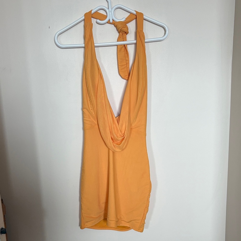 Women's Orange Halter Dress